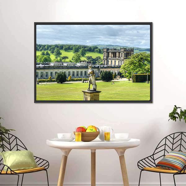 Chatsworth House Britain Canvas Wall Art-1 Piece-Floating Frame-24" x 16"-Tiaracle