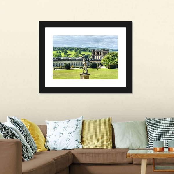 Chatsworth House Britain Canvas Wall Art-1 Piece-Framed Print-20" x 16"-Tiaracle