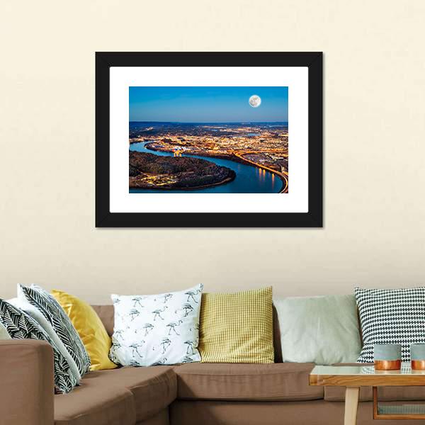 Chattanooga Downtown At Night Canvas Wall Art-5 Horizontal-Gallery Wrap-22" x 12"-Tiaracle
