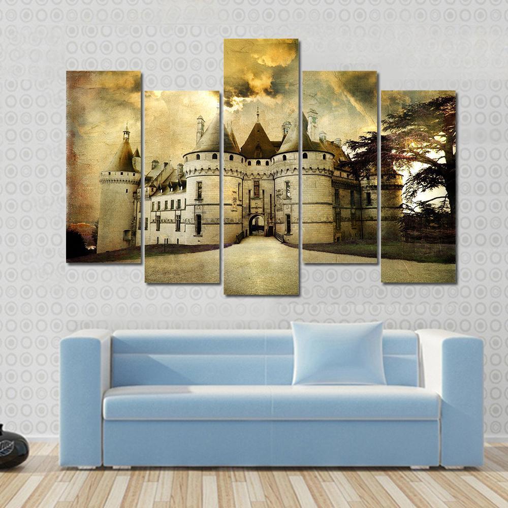 Chaumont Castle Canvas Wall Art-5 Pop-Gallery Wrap-47" x 32"-Tiaracle