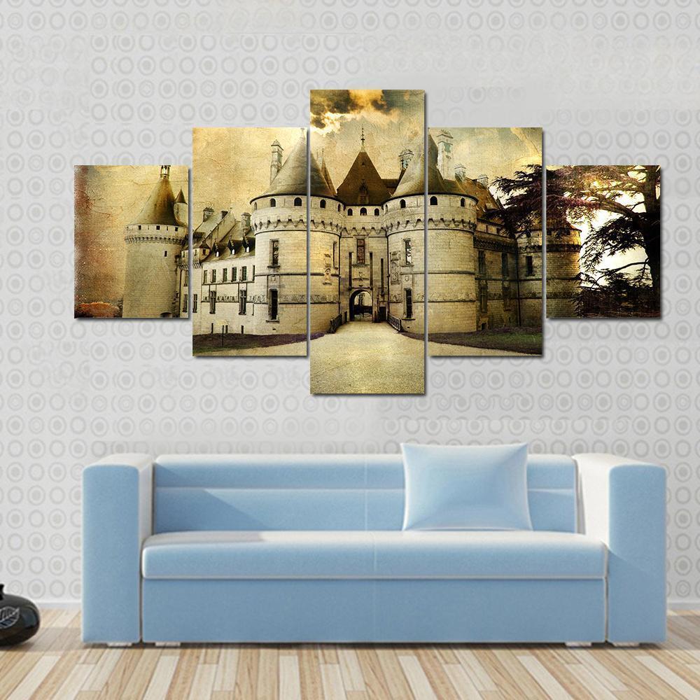 Chaumont Castle Canvas Wall Art-5 Star-Gallery Wrap-62" x 32"-Tiaracle