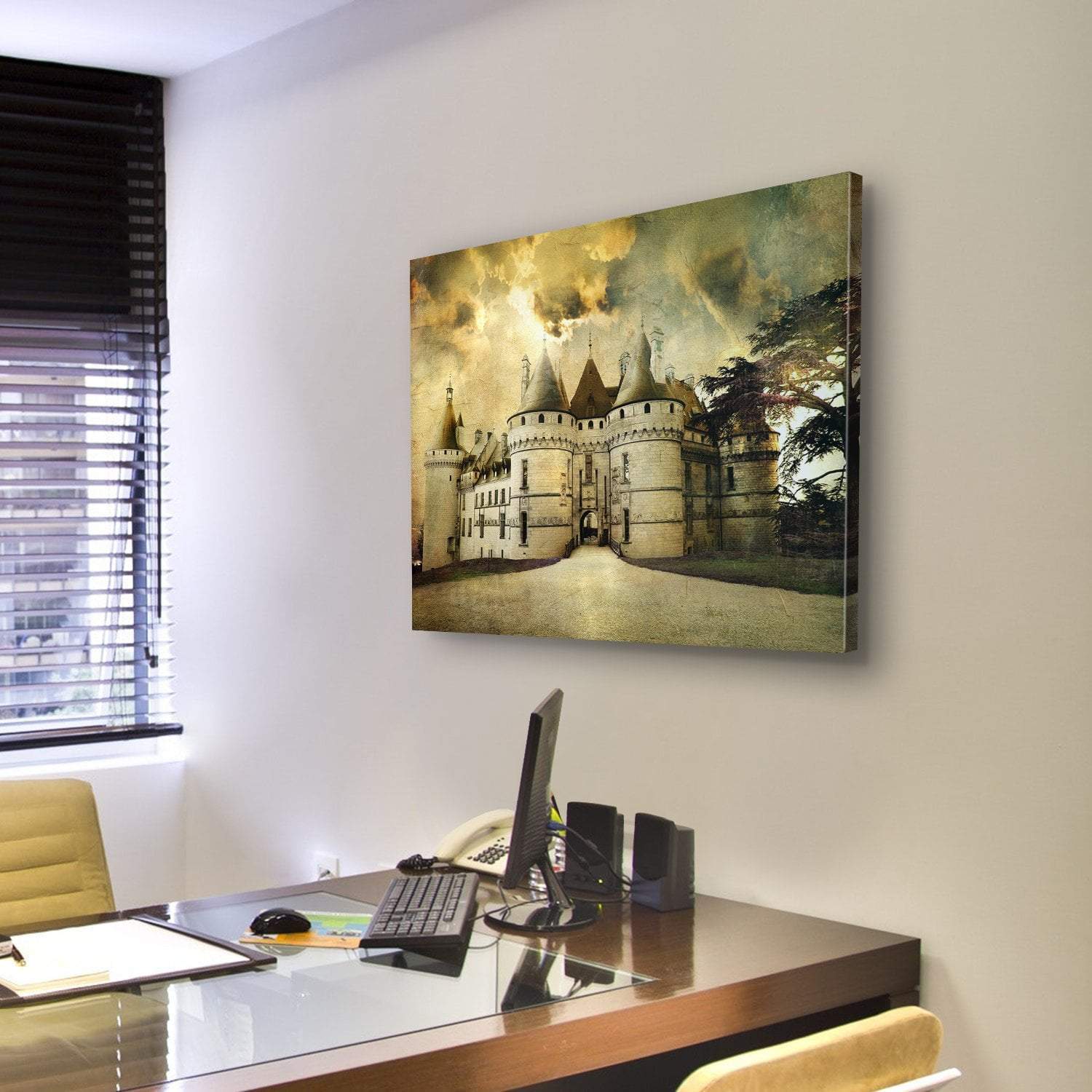 Chaumont Castle Canvas Wall Art-3 Horizontal-Gallery Wrap-25" x 16"-Tiaracle