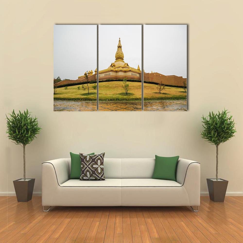 Chedi Maha Mongkol Bua Canvas Wall Art-3 Horizontal-Gallery Wrap-37" x 24"-Tiaracle