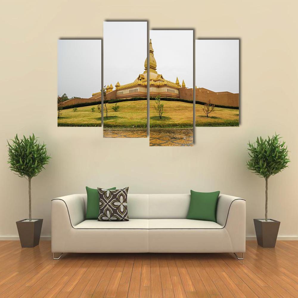 Chedi Maha Mongkol Bua Canvas Wall Art-4 Pop-Gallery Wrap-50" x 32"-Tiaracle