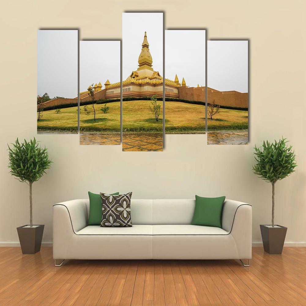 Chedi Maha Mongkol Bua Canvas Wall Art-5 Pop-Gallery Wrap-47" x 32"-Tiaracle
