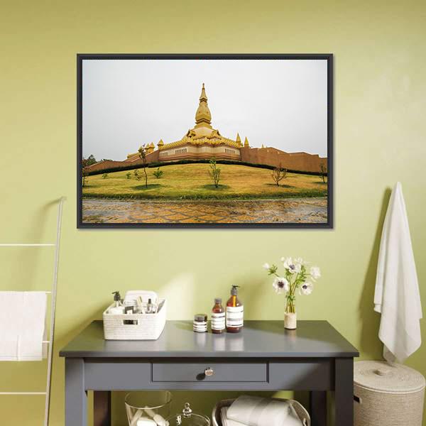 Chedi Maha Mongkol Bua Canvas Wall Art-3 Horizontal-Gallery Wrap-25" x 16"-Tiaracle
