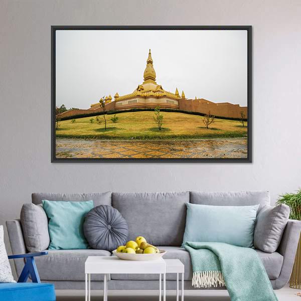 Chedi Maha Mongkol Bua Canvas Wall Art-3 Horizontal-Gallery Wrap-25" x 16"-Tiaracle