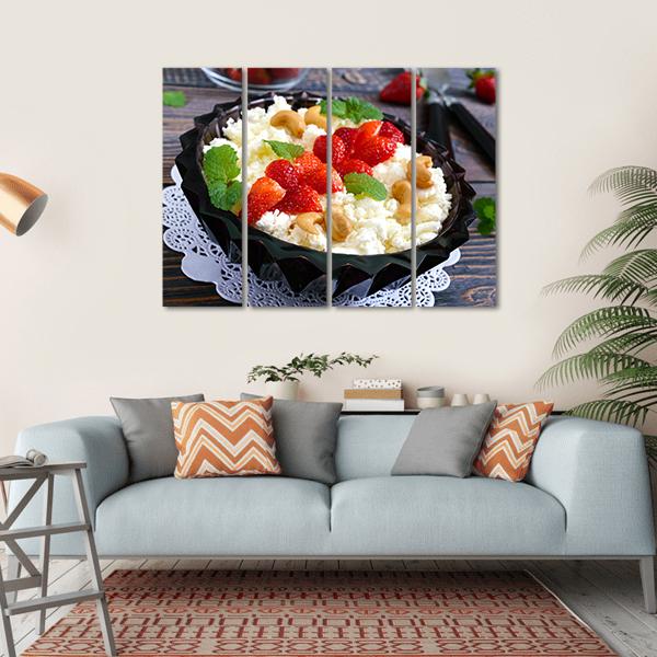 Cheese With Strawberries & Nuts Canvas Wall Art-4 Horizontal-Gallery Wrap-34" x 24"-Tiaracle