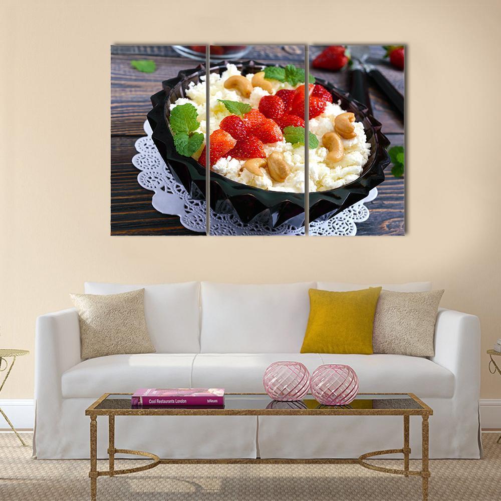 Cheese With Strawberries & Nuts Canvas Wall Art-3 Horizontal-Gallery Wrap-37" x 24"-Tiaracle