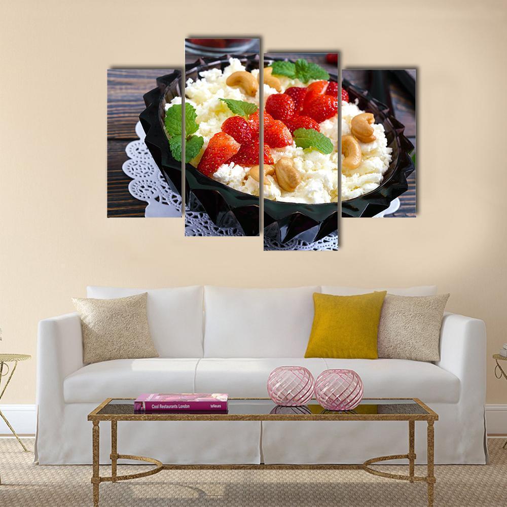 Cheese With Strawberries &amp; Nuts Canvas Wall Art-4 Pop-Gallery Wrap-50" x 32"-Tiaracle