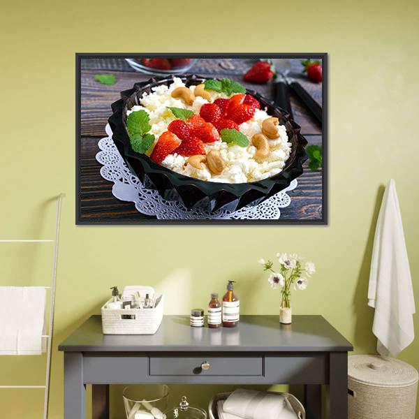 Cheese With Strawberries & Nuts Canvas Wall Art-3 Horizontal-Gallery Wrap-25" x 16"-Tiaracle