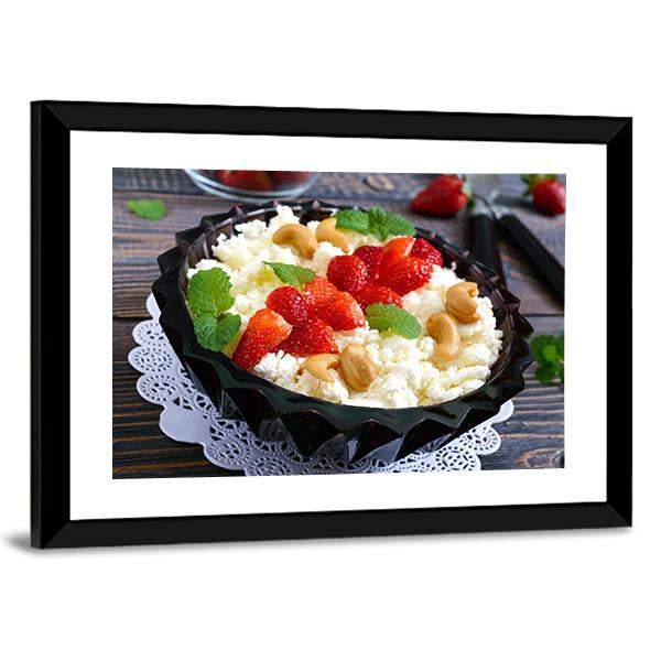 Cheese With Strawberries & Nuts Canvas Wall Art-3 Horizontal-Gallery Wrap-25" x 16"-Tiaracle
