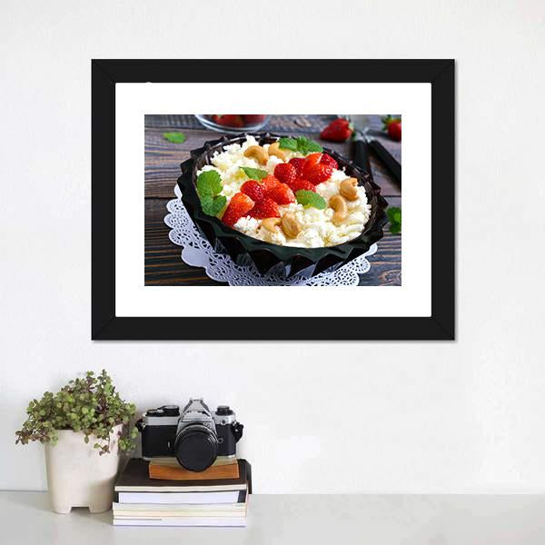 Cheese With Strawberries & Nuts Canvas Wall Art-3 Horizontal-Gallery Wrap-25" x 16"-Tiaracle