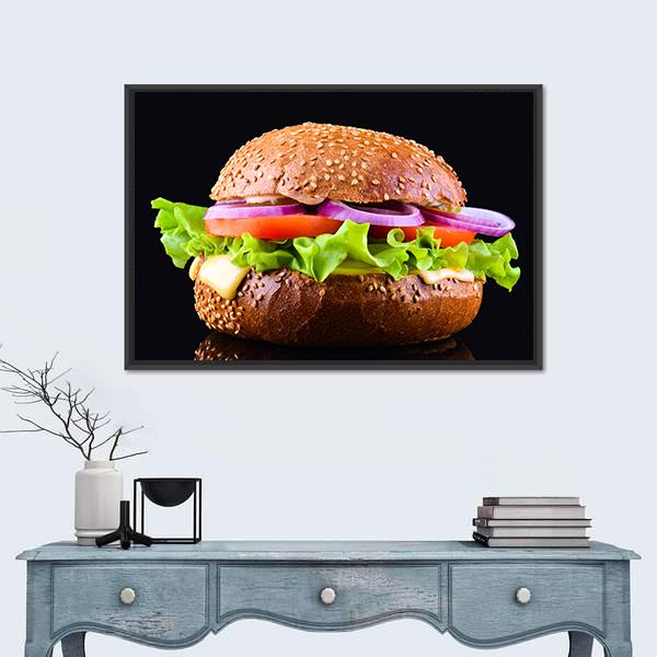 Cheeseburger Canvas Wall Art-5 Horizontal-Gallery Wrap-22" x 12"-Tiaracle