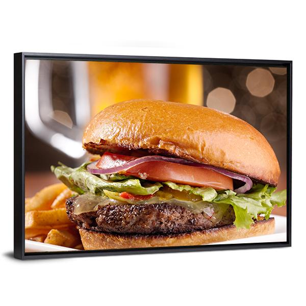 Cheeseburger Canvas Wall Art-3 Horizontal-Gallery Wrap-25" x 16"-Tiaracle