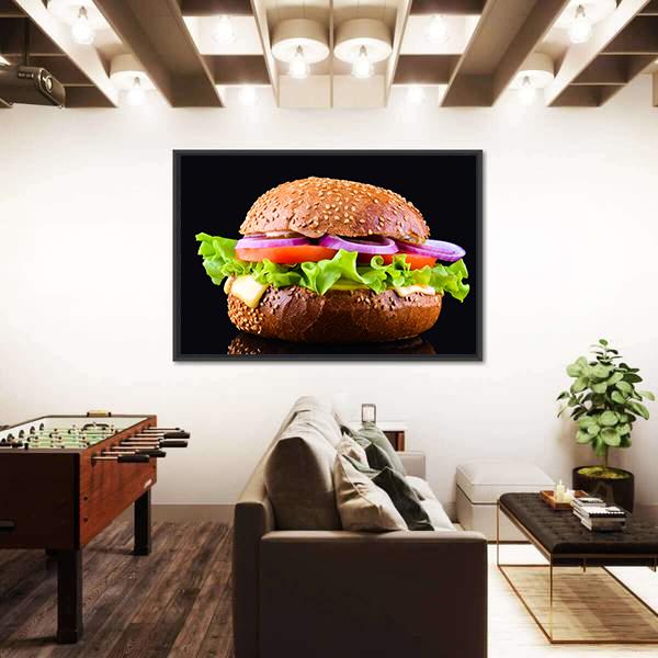 Cheeseburger Canvas Wall Art-3 Horizontal-Gallery Wrap-25" x 16"-Tiaracle