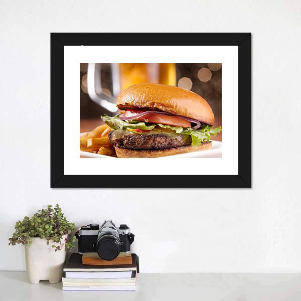 Cheeseburger Canvas Wall Art-1 Piece-Framed Print-20" x 16"-Tiaracle