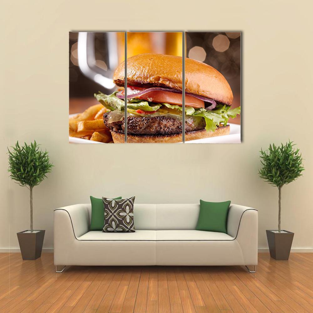 Cheeseburger Canvas Wall Art-3 Horizontal-Gallery Wrap-37" x 24"-Tiaracle