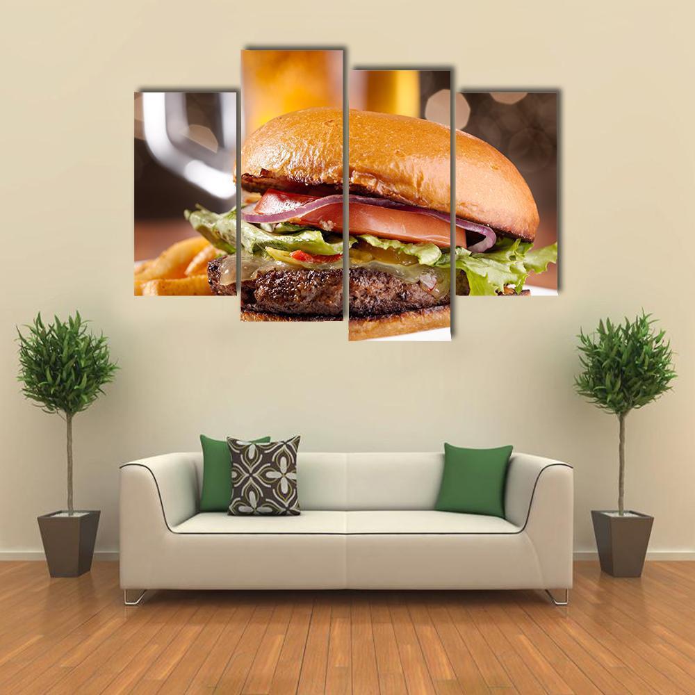 Cheeseburger Canvas Wall Art-4 Pop-Gallery Wrap-50" x 32"-Tiaracle