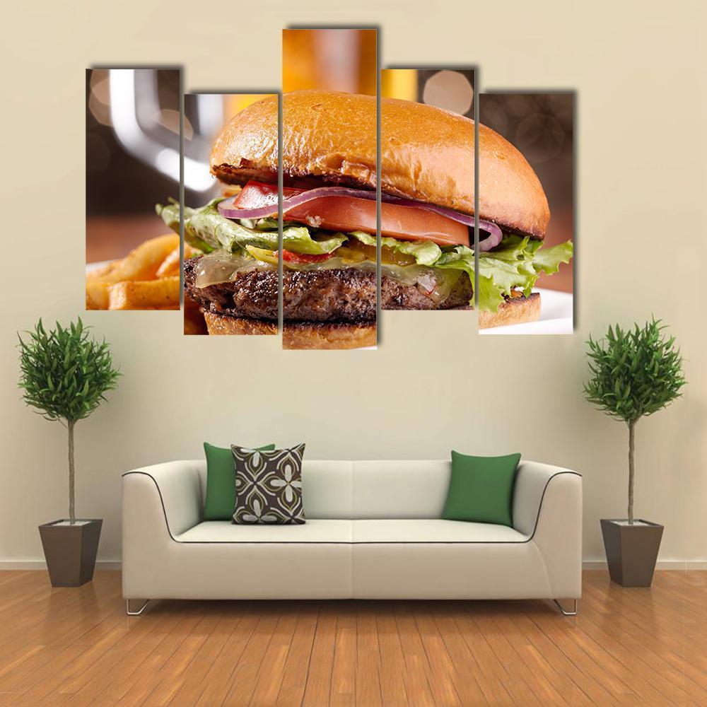 Cheeseburger Canvas Wall Art-5 Pop-Gallery Wrap-47" x 32"-Tiaracle