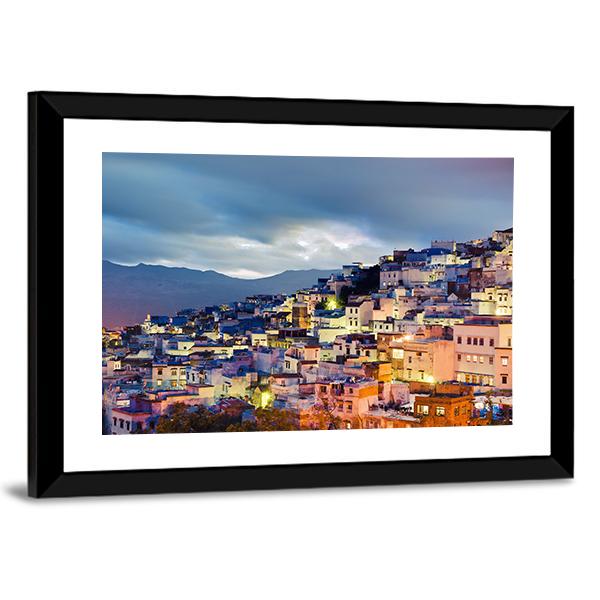 Chefchaouen Blue Town Canvas Wall Art-3 Horizontal-Gallery Wrap-25" x 16"-Tiaracle
