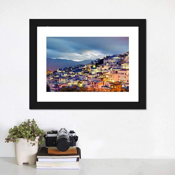 Chefchaouen Blue Town Canvas Wall Art-1 Piece-Framed Print-20" x 16"-Tiaracle