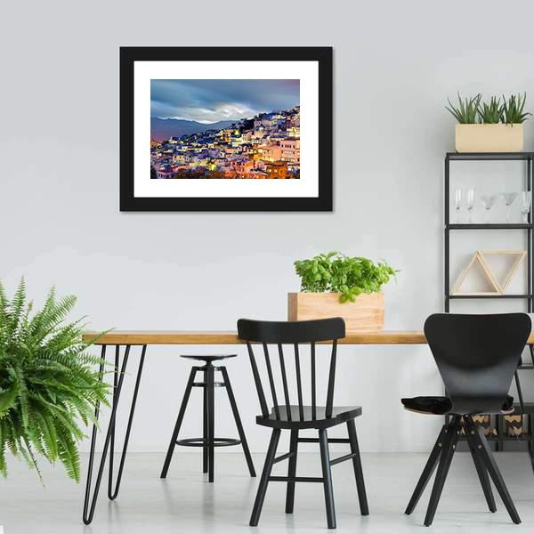Chefchaouen Blue Town Canvas Wall Art-3 Horizontal-Gallery Wrap-25" x 16"-Tiaracle