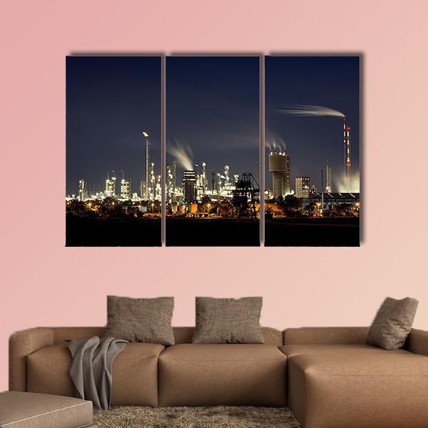 Chemical Factory In Ludwigshafen Canvas Wall Art-3 Horizontal-Gallery Wrap-25" x 16"-Tiaracle