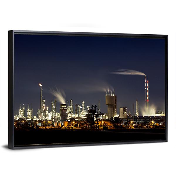 Chemical Factory In Ludwigshafen Canvas Wall Art-3 Horizontal-Gallery Wrap-25" x 16"-Tiaracle