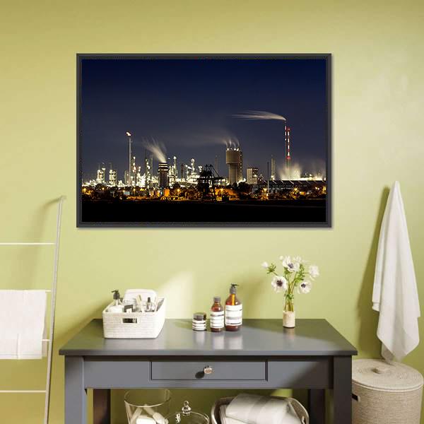 Chemical Factory In Ludwigshafen Canvas Wall Art-3 Horizontal-Gallery Wrap-25" x 16"-Tiaracle