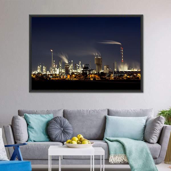 Chemical Factory In Ludwigshafen Canvas Wall Art-1 Piece-Floating Frame-24" x 16"-Tiaracle