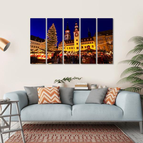 Chemnitz Christmas Market Canvas Wall Art-5 Horizontal-Gallery Wrap-22" x 12"-Tiaracle