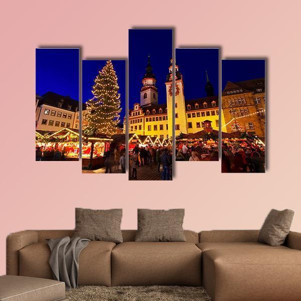 Chemnitz Christmas Market Canvas Wall Art-5 Pop-Gallery Wrap-47" x 32"-Tiaracle