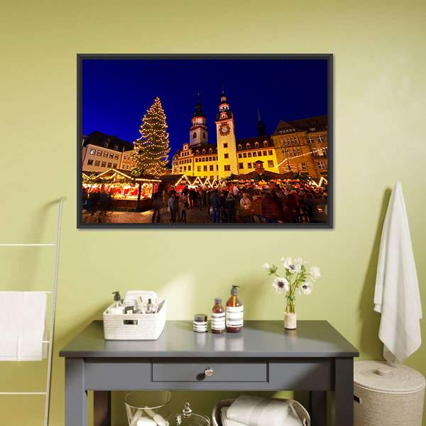 Chemnitz Christmas Market Canvas Wall Art-3 Horizontal-Gallery Wrap-25" x 16"-Tiaracle