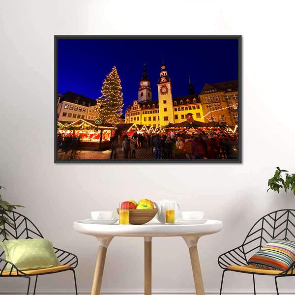 Chemnitz Christmas Market Canvas Wall Art-1 Piece-Floating Frame-24" x 16"-Tiaracle