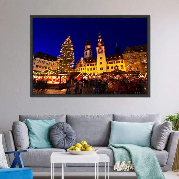 Chemnitz Christmas Market Canvas Wall Art-3 Horizontal-Gallery Wrap-25" x 16"-Tiaracle