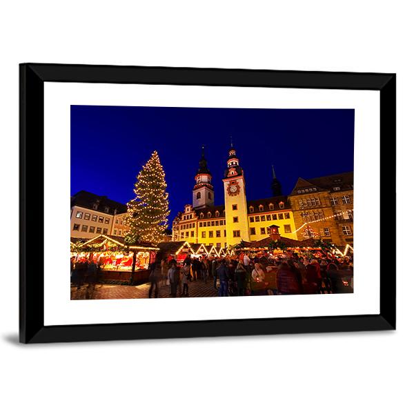 Chemnitz Christmas Market Canvas Wall Art-3 Horizontal-Gallery Wrap-25" x 16"-Tiaracle