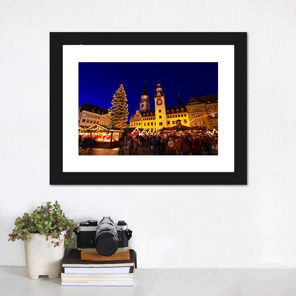Chemnitz Christmas Market Canvas Wall Art-3 Horizontal-Gallery Wrap-25" x 16"-Tiaracle