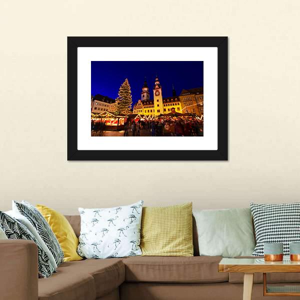 Chemnitz Christmas Market Canvas Wall Art-1 Piece-Framed Print-20" x 16"-Tiaracle