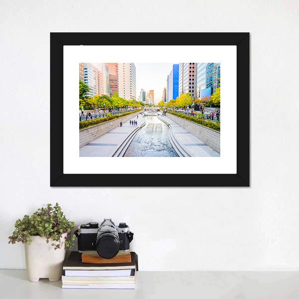 Cheonggyecheon Stream Canvas Wall Art-3 Horizontal-Gallery Wrap-25" x 16"-Tiaracle