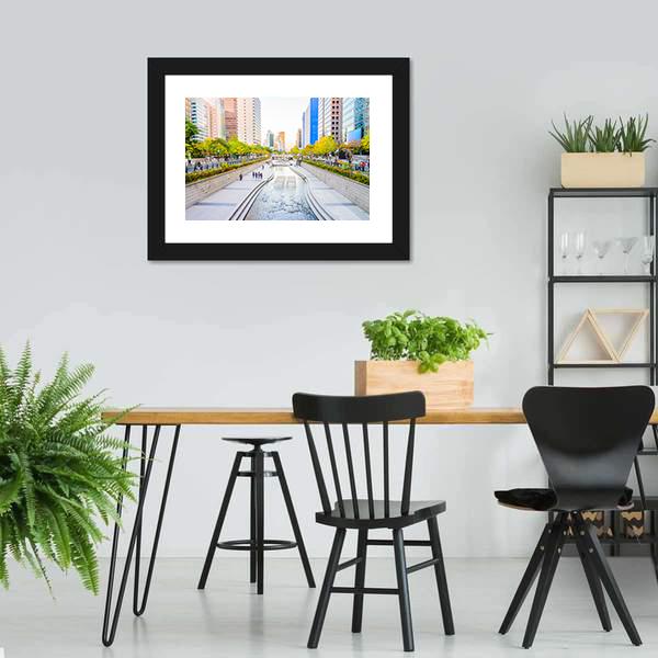 Cheonggyecheon Stream Canvas Wall Art-3 Horizontal-Gallery Wrap-25" x 16"-Tiaracle