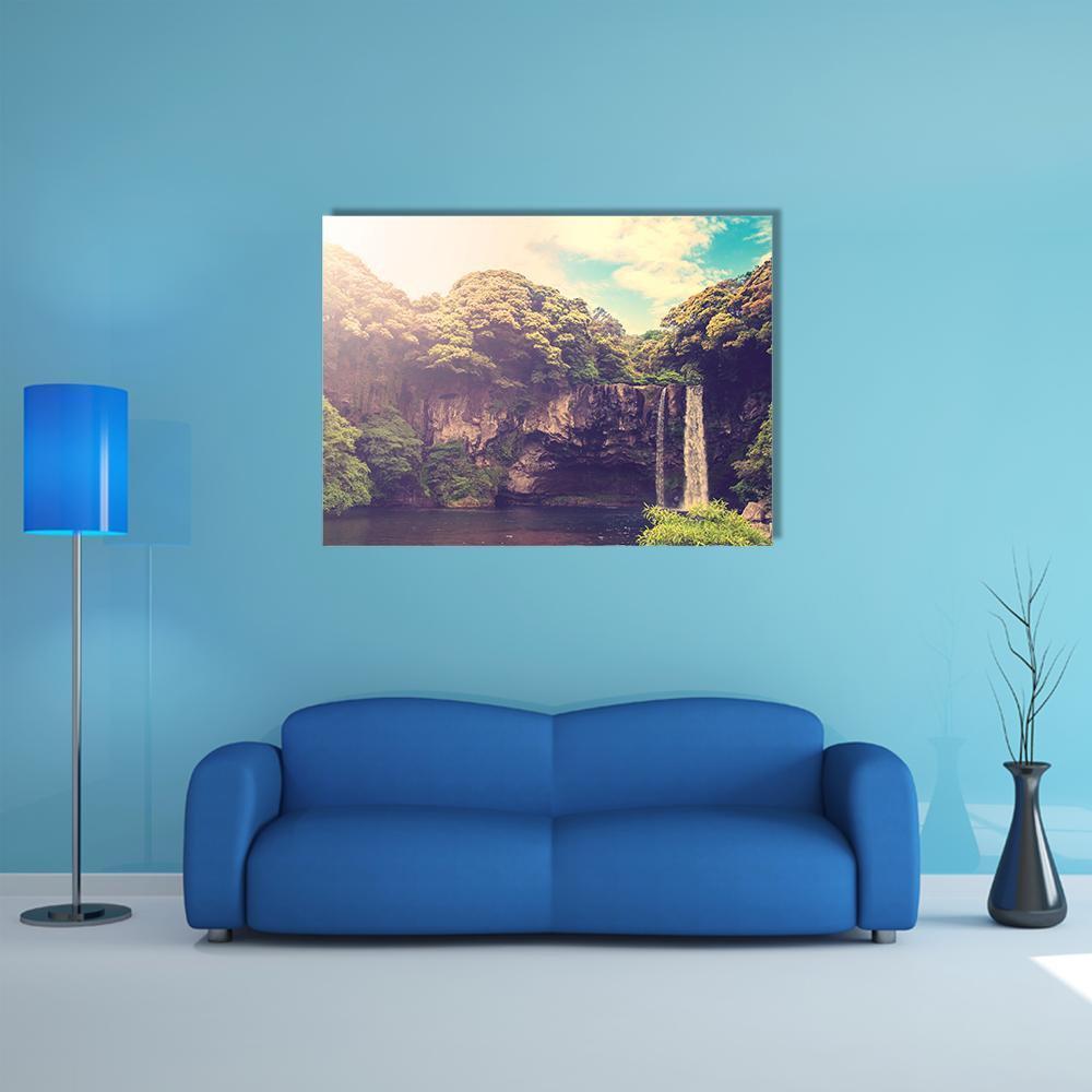 Cheonjiyeon Waterfall Canvas Wall Art-1 Piece-Gallery Wrap-48" x 32"-Tiaracle