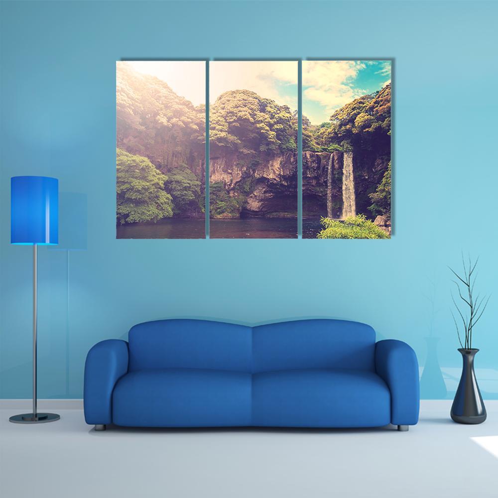 Cheonjiyeon Waterfall Canvas Wall Art-3 Horizontal-Gallery Wrap-37" x 24"-Tiaracle