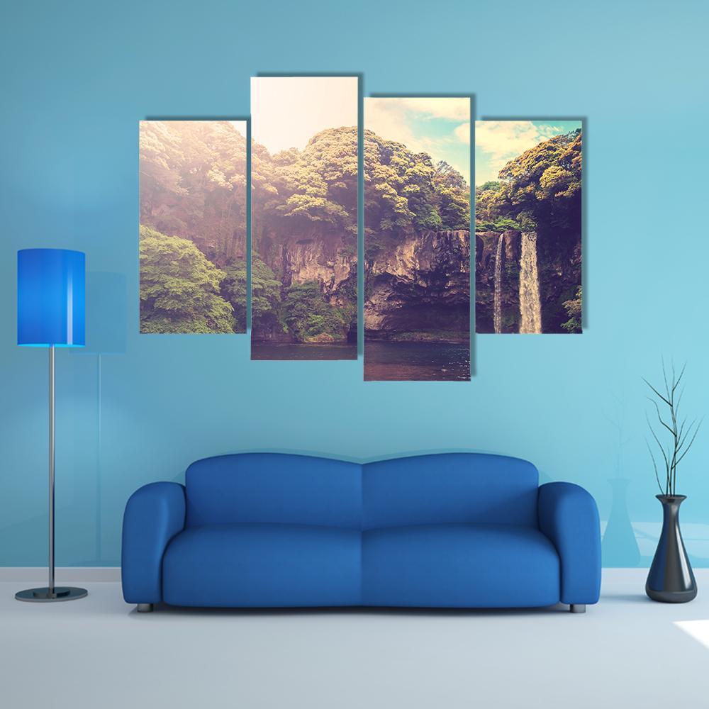 Cheonjiyeon Waterfall Canvas Wall Art-4 Pop-Gallery Wrap-50" x 32"-Tiaracle