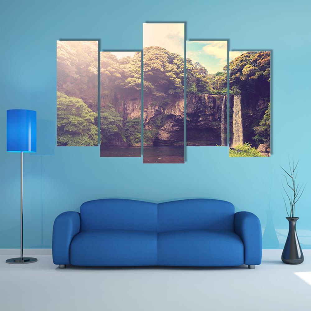 Cheonjiyeon Waterfall Canvas Wall Art-5 Pop-Gallery Wrap-47" x 32"-Tiaracle