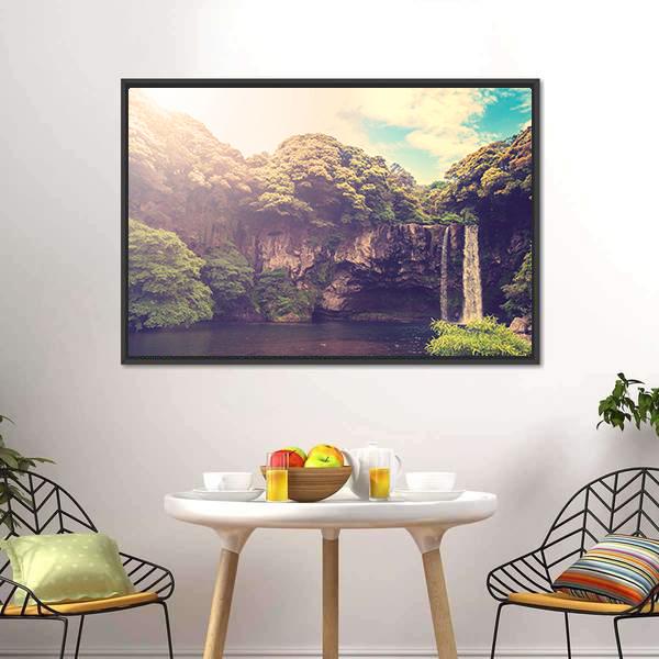 Cheonjiyeon Waterfall Canvas Wall Art-3 Horizontal-Gallery Wrap-25" x 16"-Tiaracle
