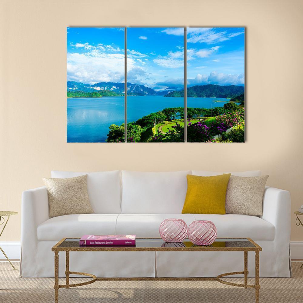 Cheow Lan Dam Canvas Wall Art-3 Horizontal-Gallery Wrap-37" x 24"-Tiaracle