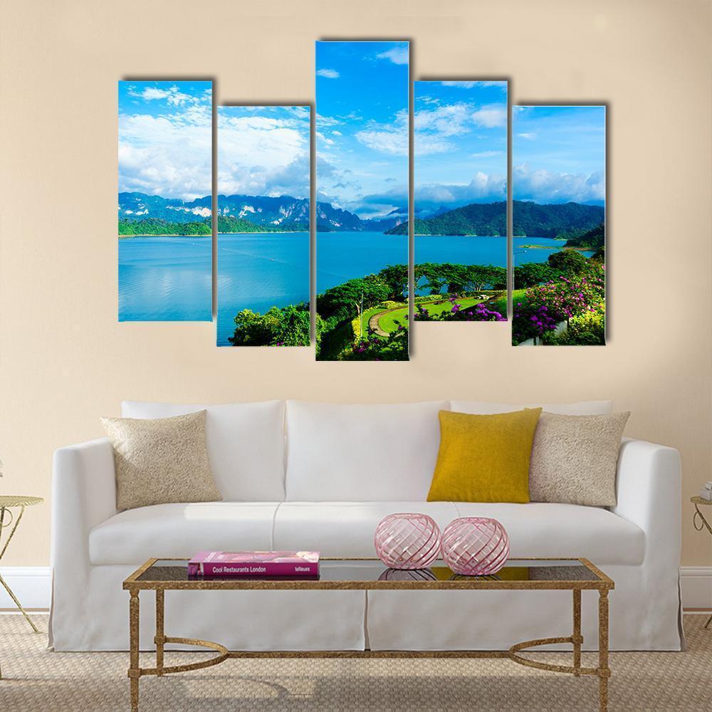 Cheow Lan Dam Canvas Wall Art-5 Pop-Gallery Wrap-47" x 32"-Tiaracle