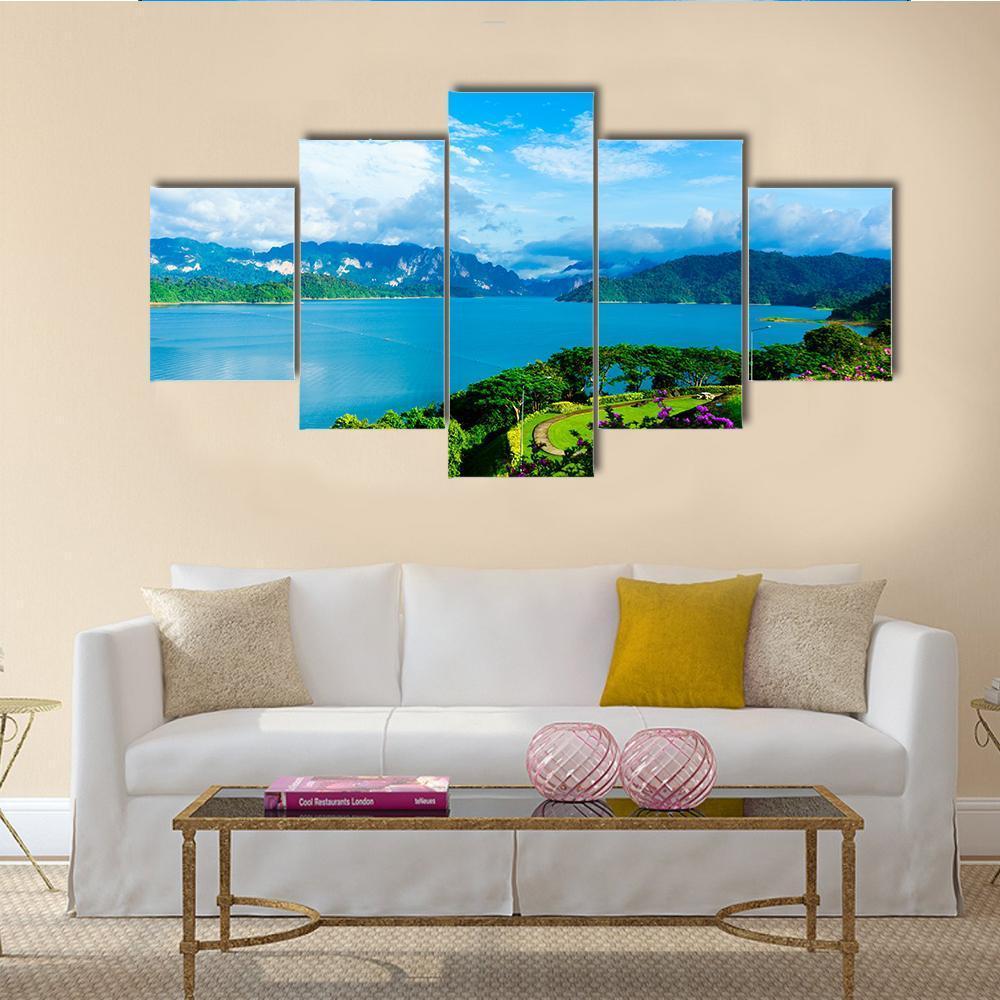Cheow Lan Dam Canvas Wall Art-5 Star-Gallery Wrap-62" x 32"-Tiaracle