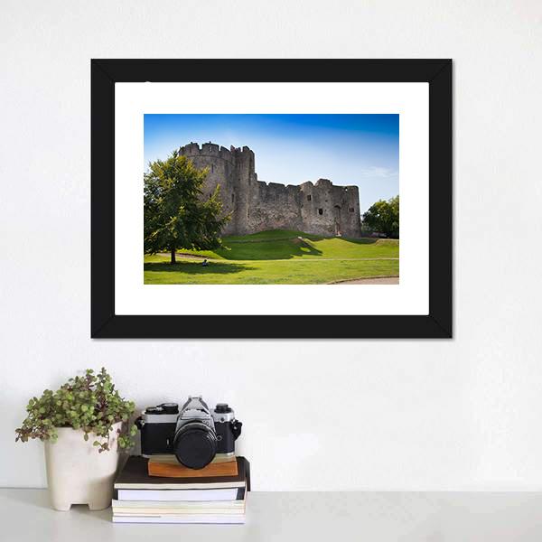 Chepstow Castle Canvas Wall Art-1 Piece-Framed Print-20" x 16"-Tiaracle